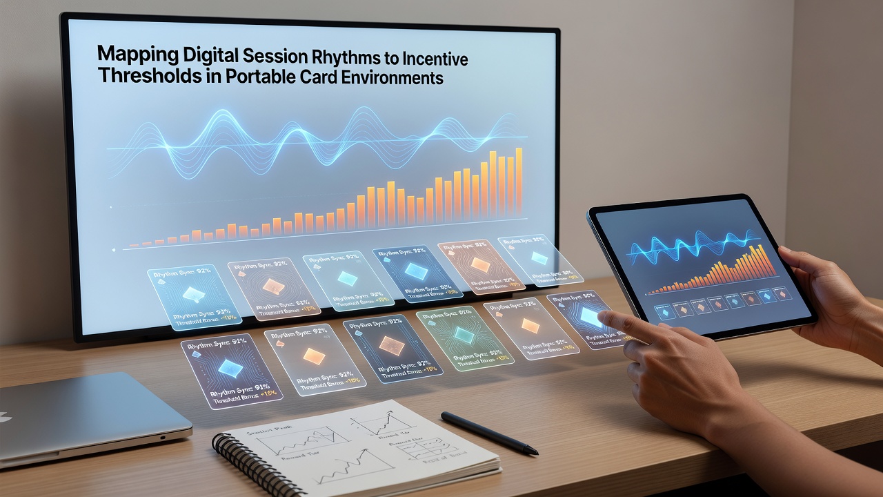 Analytics dashboard illustrating rhythm-to-threshold mapping in portable card applications with data visualizations