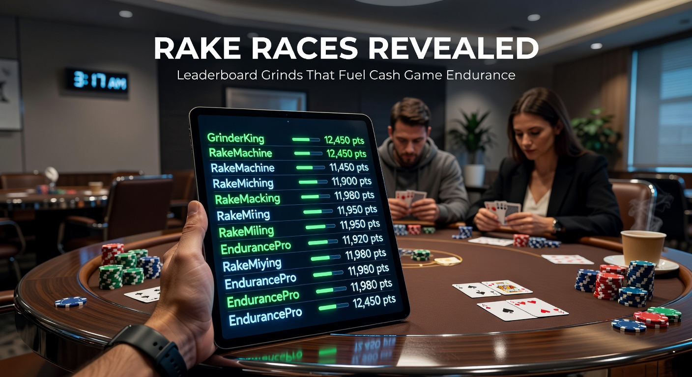 Intense online poker session with leaderboard tracking rake accumulation in a high-stakes cash game race