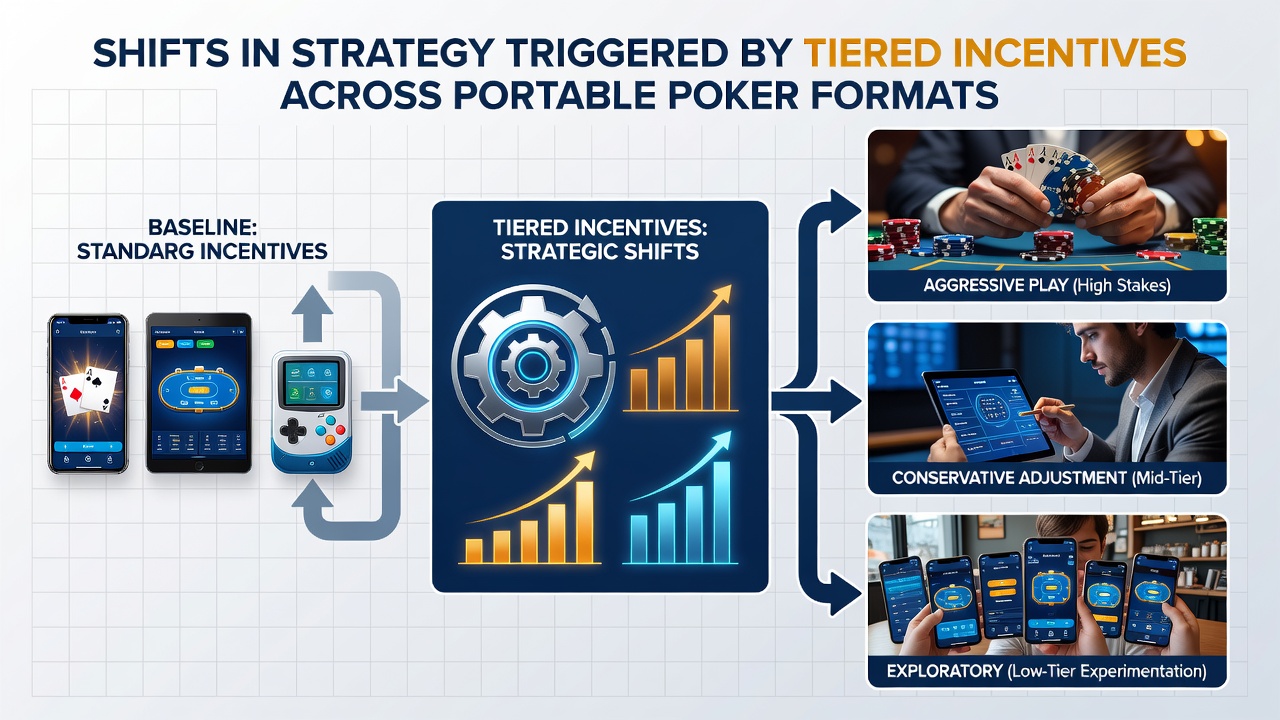 Analytics dashboard showing tier progression and strategy adjustments in portable poker sessions