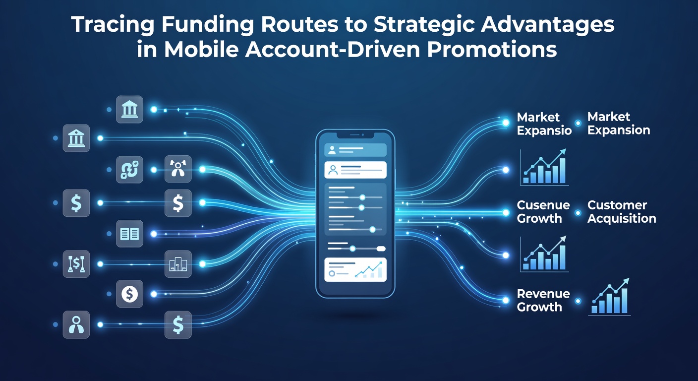 Illustration of funding pathways flowing through mobile account systems in promotional campaigns