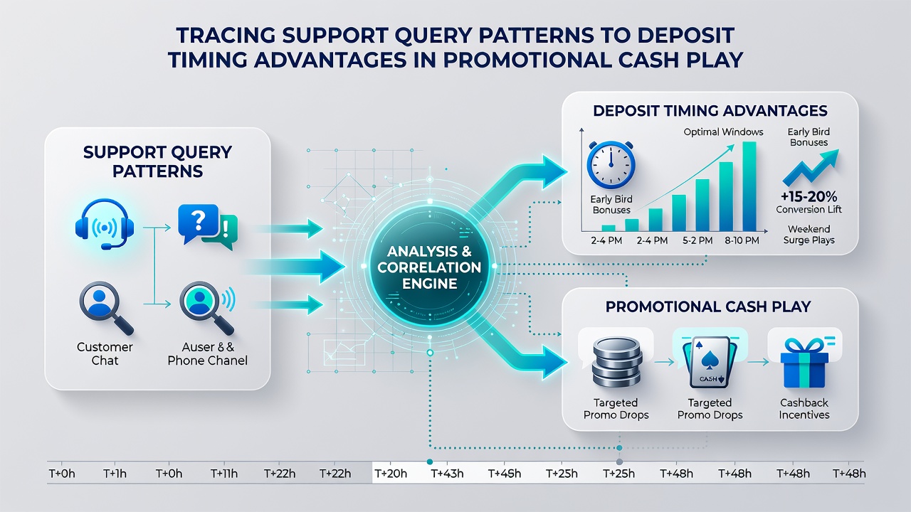 Chart showing support query peaks and corresponding deposit timing advantages in promotional periods